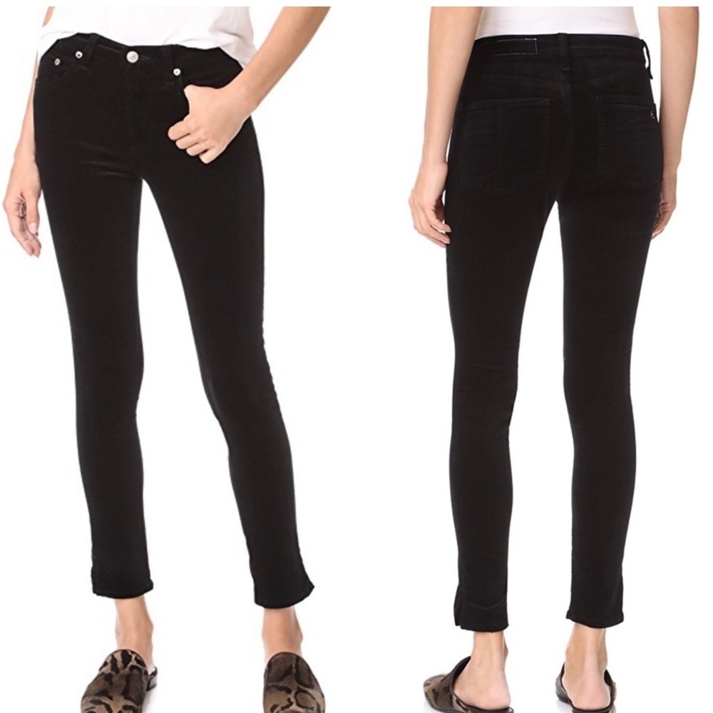 Rag & bone womens black velvet high rise skinny jeans size 27